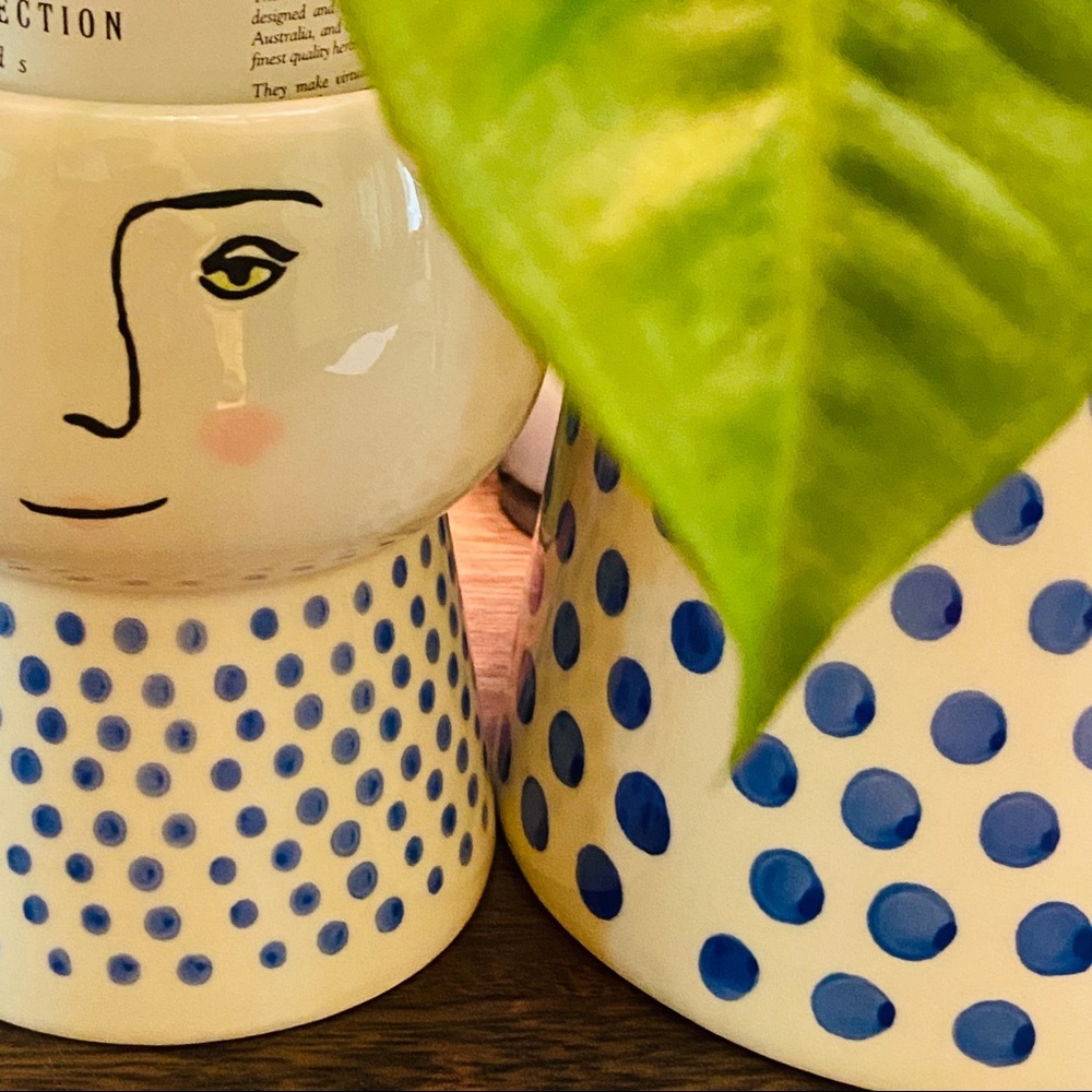 🌿Large Stoneware Family Planter/Vase Blue/White - Picture 5 of 16